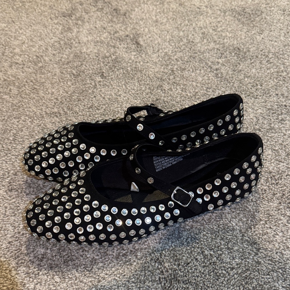 a new day Black Studded Flats